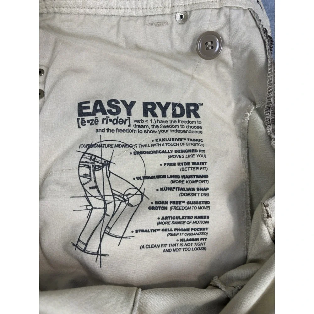 Kuhl Easy Rydr Pants Men 34x32 Brown Vintage Patina Dye Stretch Work Hiking